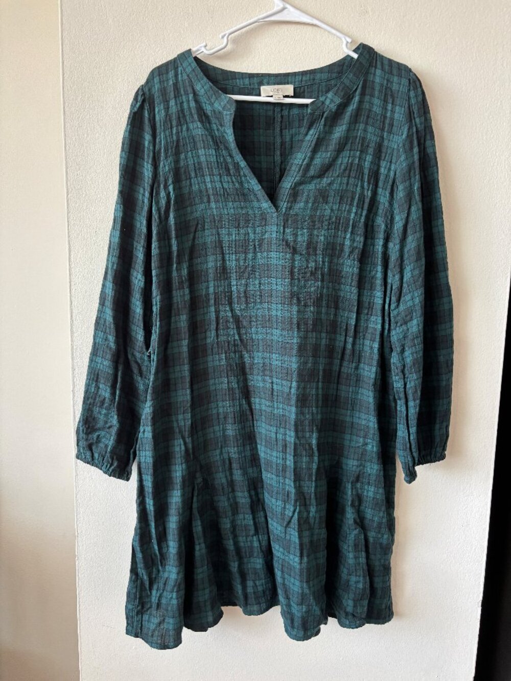 LOFT Outlet Green Long Sleeve Dress - Size Large